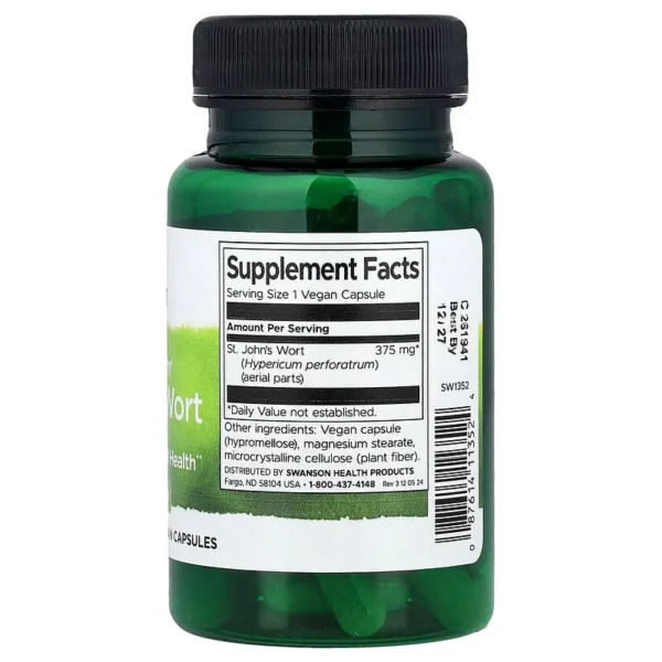 Swanson, Full Spectrum® St. John's Wort, 375 mg - 60 Vegan Capsules - Image 2