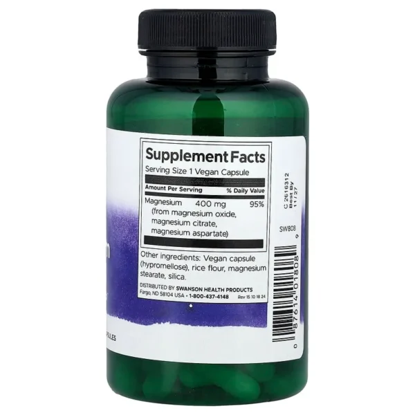 Swanson, Triple Magnesium Complex, 400 mg - 100 Vegan Capsules - Image 2